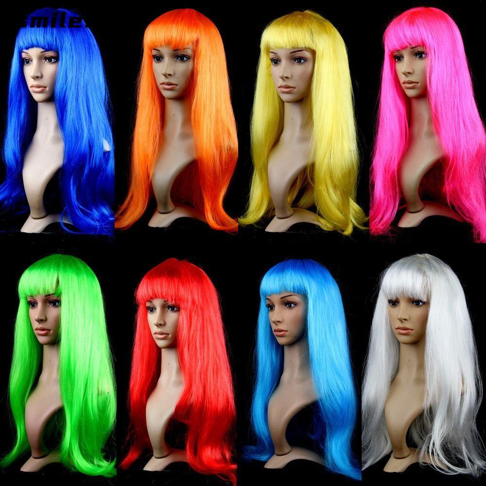 SMILE Nữ Tóc Giả Nóng Quần Áo Nữ Trung Điểm Hóa Trang Đường Nhiệt Độ Cao Dazzle Tóc Dài