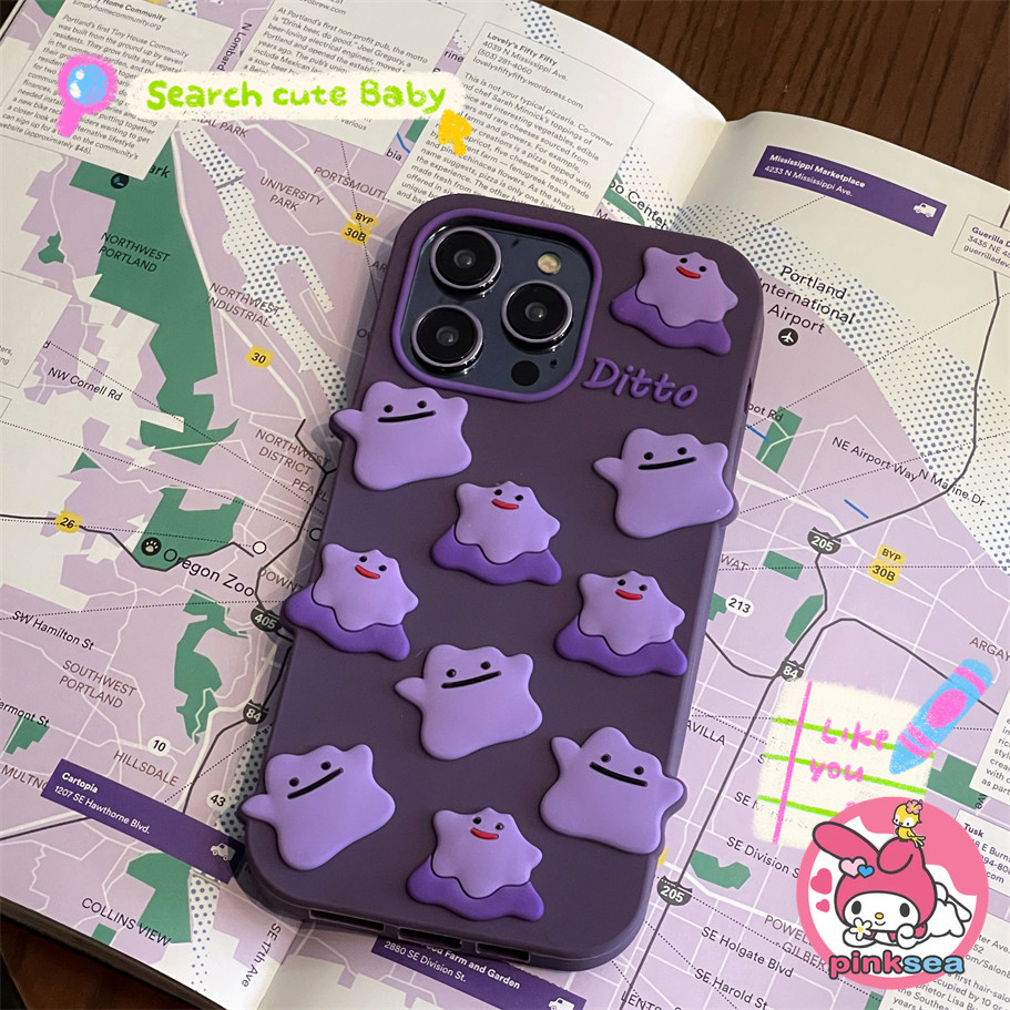 Ins 3D Hoạt Hình Đáng Yêu Ditto Ốp lưng Tương Thích Cho iPhone 17 16 15 14 13 12 11 Pro Max X Xr Xs 