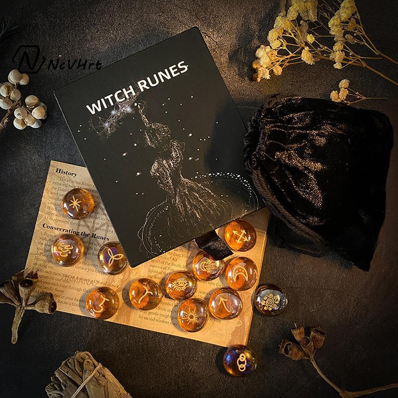 NcVHrt Runes Set 13 Chiếc Đá Rune Witches Runes Bộ Dụng Cụ Thủ Công Đa Năng Dụng Cụ Di Động Phù Thủy