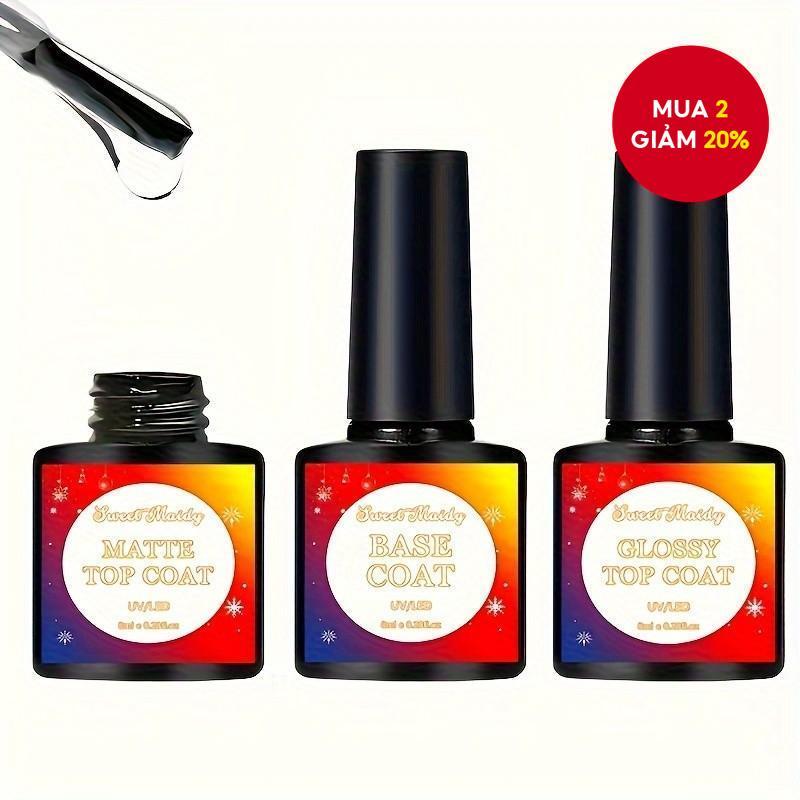 Gel Top Coat Matte Base Coat Set, Gel Nail Polish No Wipe Gel Base And Top Coat, Áo khoác trong suốt
