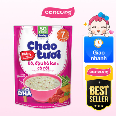 Cháo tươi baby bò đậu hà lan cà rốt 240g, SG Food, 7 tháng