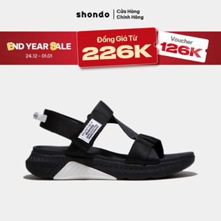  Giày Sandals Nam Nữ Unisex Shondo F7 Racing Đế Đen Phối Trắng Quai Đen F7R1010 