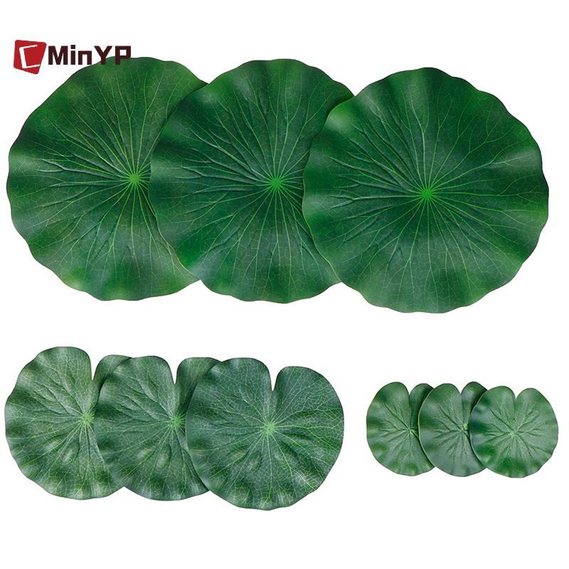 CMinYP Gói 9 Nhân Tạo Bọt Nổi Lá Sen Nước Lily Miếng Đồ Trang Trí Green Glory