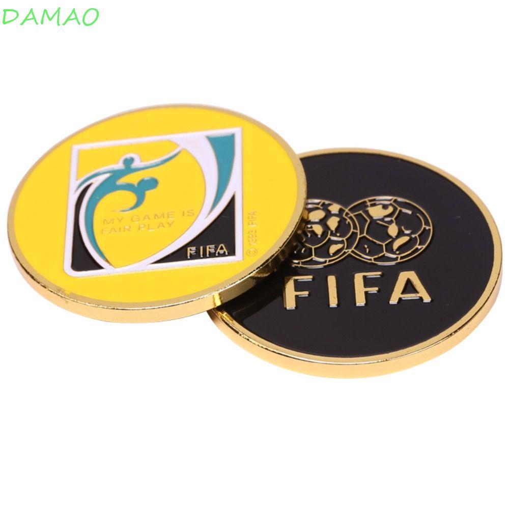DAMAO Side Toss Coin, Họa Tiết Bóng Đá Chọn Cạnh Bóng Đá Flip Coin, Bóng Chuyền Hai Mặt Hợp Kim Kim 