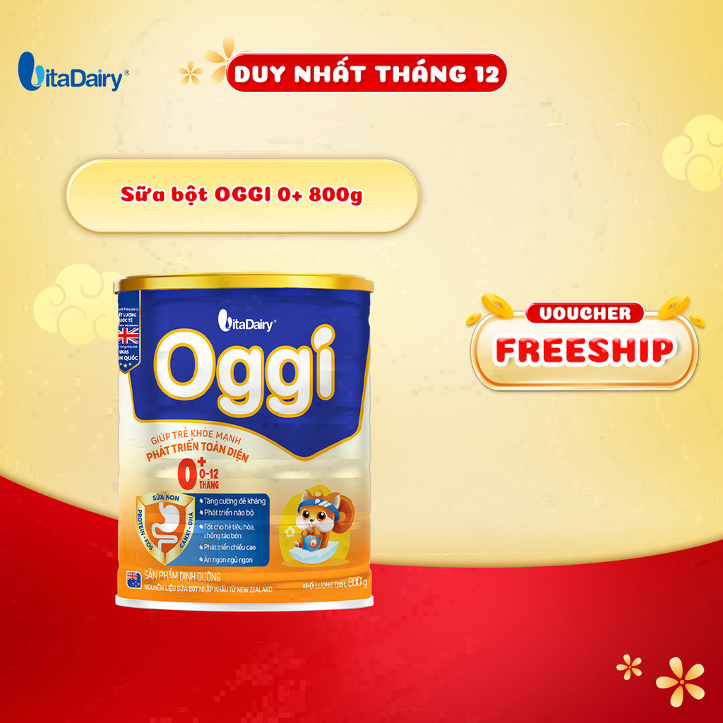 Sữa bột OGGI 0+ 800g giúp bé phát triển toàn diện, khỏe mạnh - Vitadairy