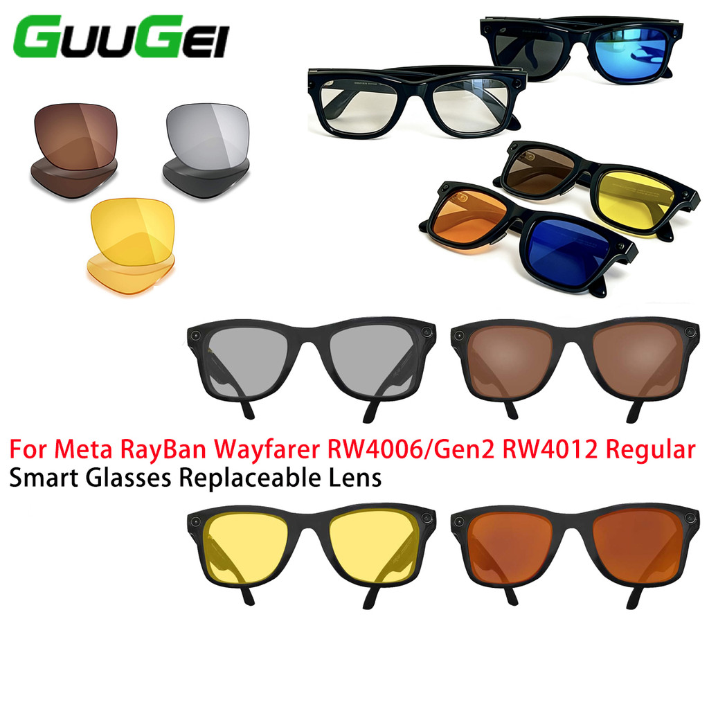 Guugei Tròng kính thay thế chống trầy xước RW4006 Meta RayBan Wayfarer RW4012 50mm cho kính râm.