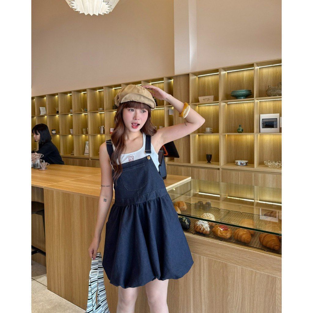   Váy yếm jean ngắn dáng bí THE C.I.U - Bambi Overalls Dress 