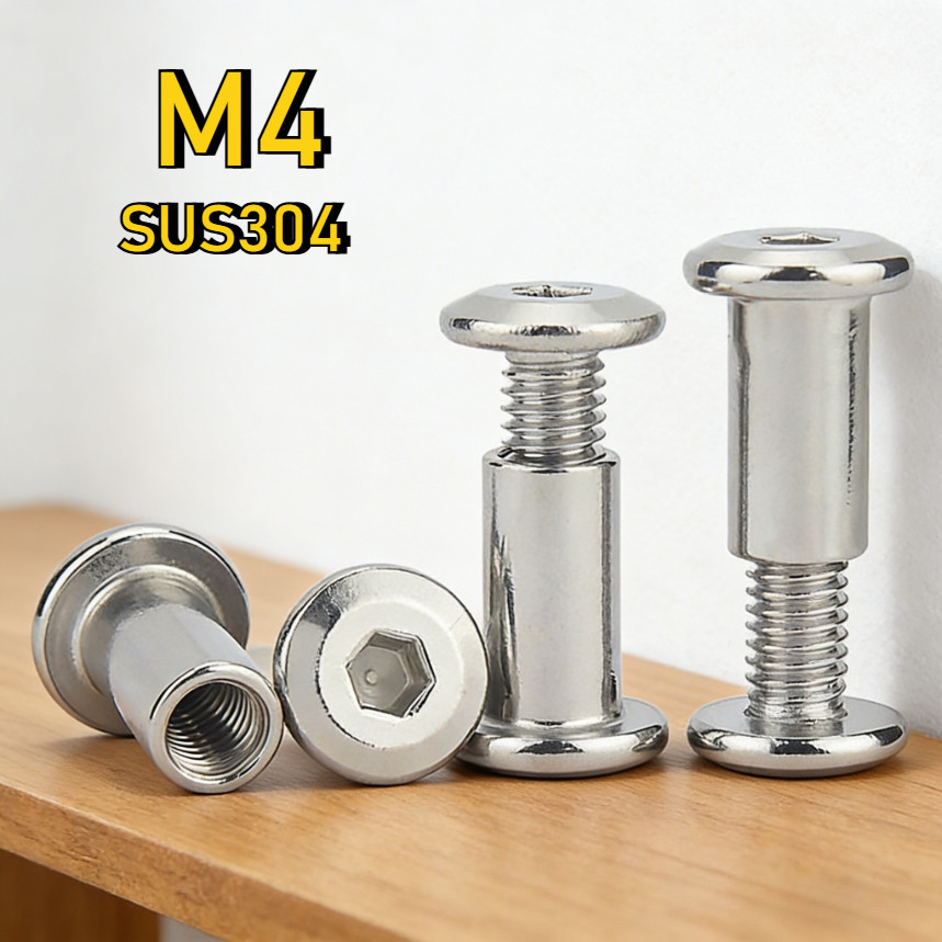 【YMH-G1】  Đinh tán inox, đinh tán vặn ren inox 304 đầu lục giác M4