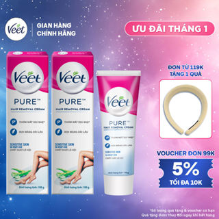   MỚI  Combo 2 hộp Kem tẩy lông Veet Pure cho da nhạy cảm 100g hộp tiết kiệm công thức Pure cải tiến 