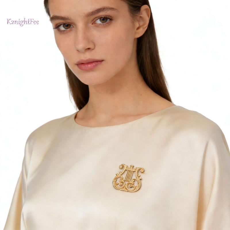 K2nightFee - Classic Fashion Gold Plated Harp Tapestry Design Accessory for Women