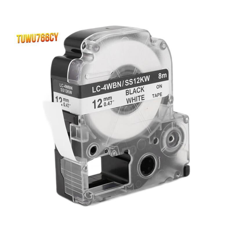 5 Gói Thay Thế -4WBN LC-4WBN9 (SS12KW) Băng Nhãn Cho LabelWorks LW300 LW400 LW500 LW700 Đen Trên Trắ
