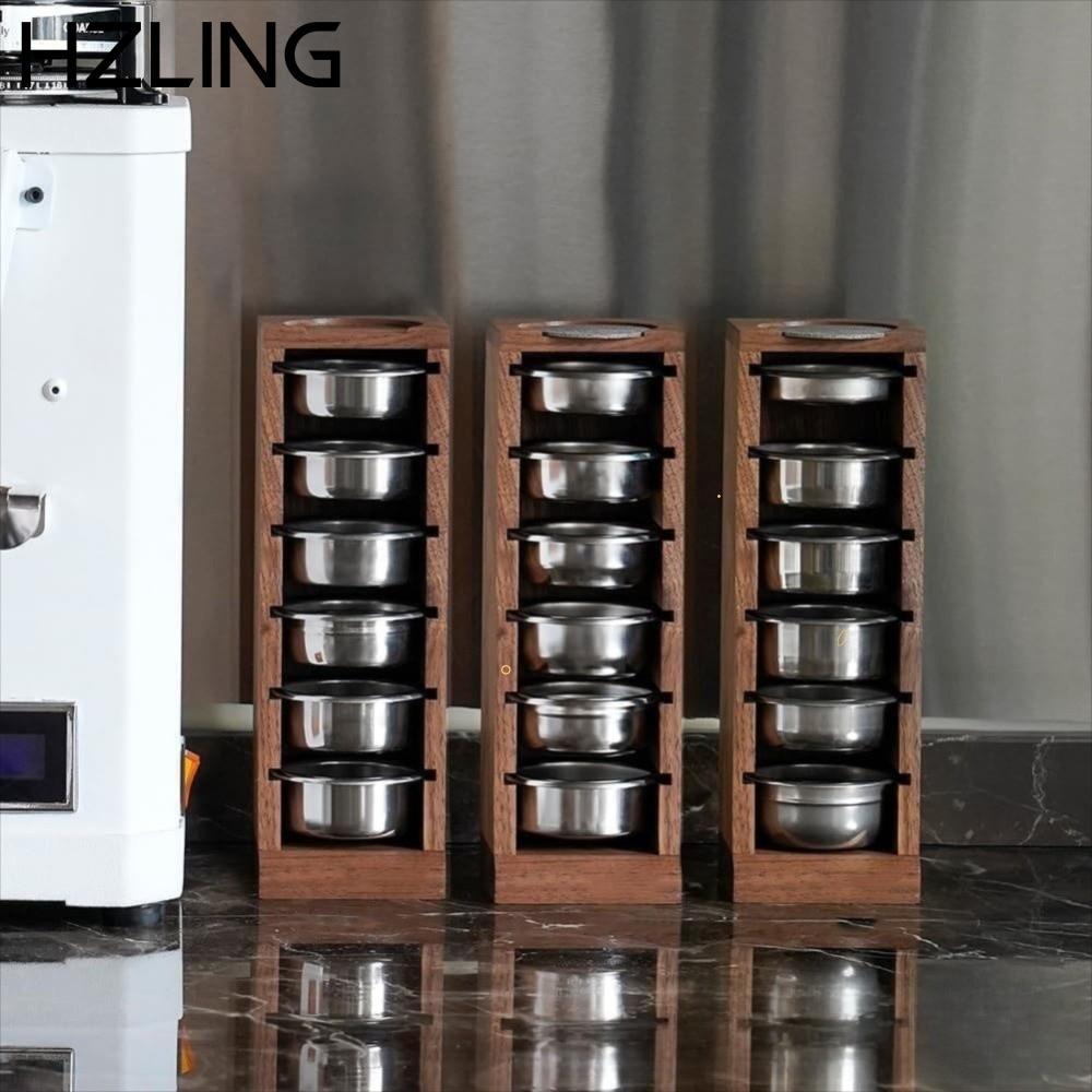 Giá lưu trữ bộ lọc bát cà phê HZLING, Giá lưu trữ bát bột Espresso bằng gỗ, có kết cấu 51 / 53 / 58m