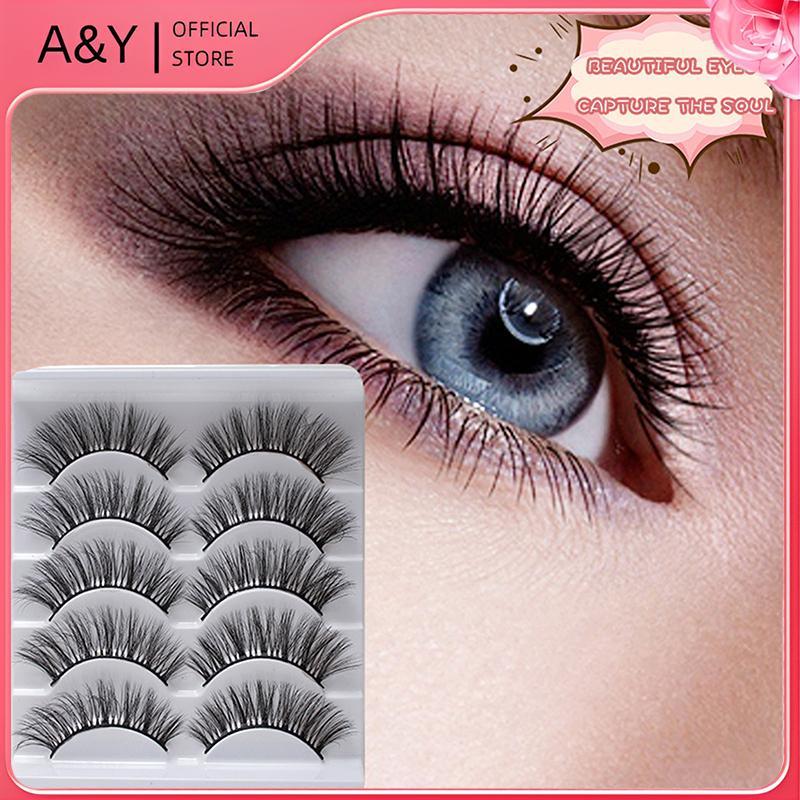 A & Y 5 Đôi Lông Mi Giả Tự Nhiên 3D 3D Uốn Tất Cả Trận Đấu Lông Mi Uốn Mi Giả Tự Nhiên.