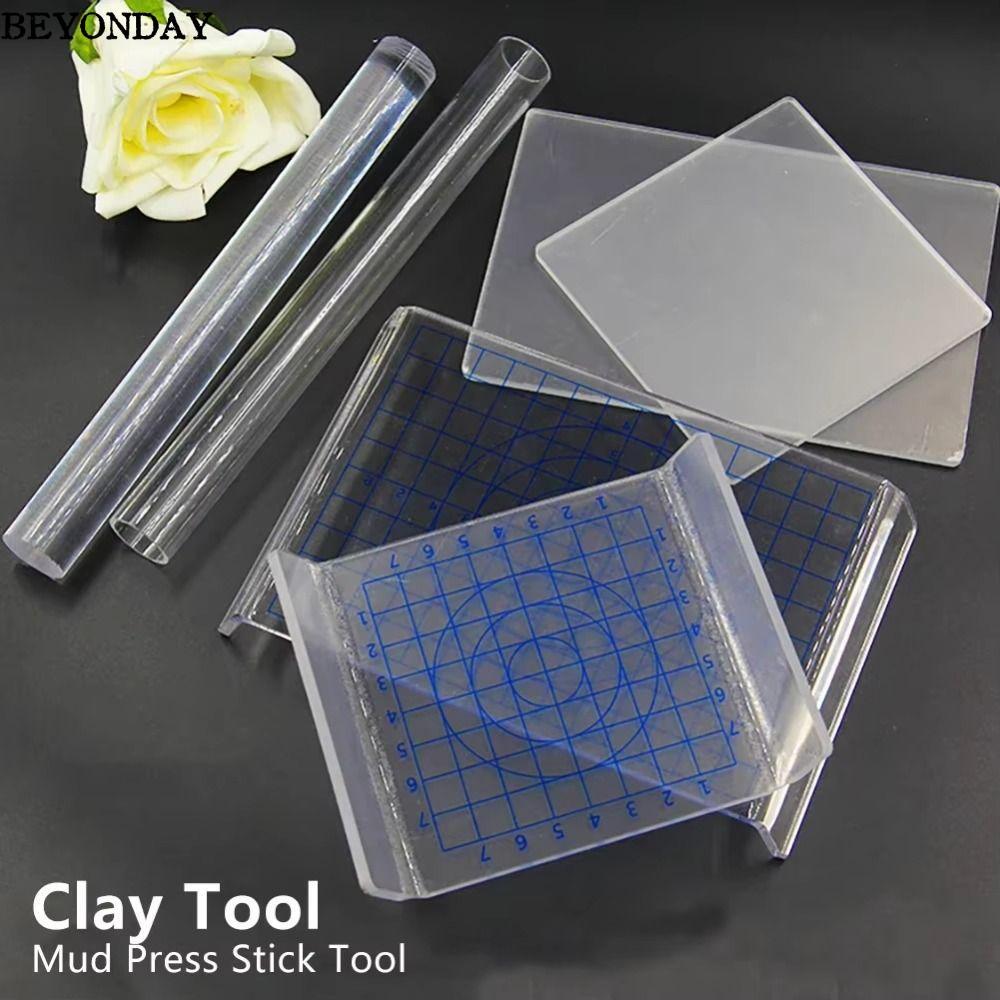 BEYONDAY Clay Press, Tấm Acrylic Handmade DIY Clay Roller, Clay Modeling Tools Rubbing Plate Máy Gốm