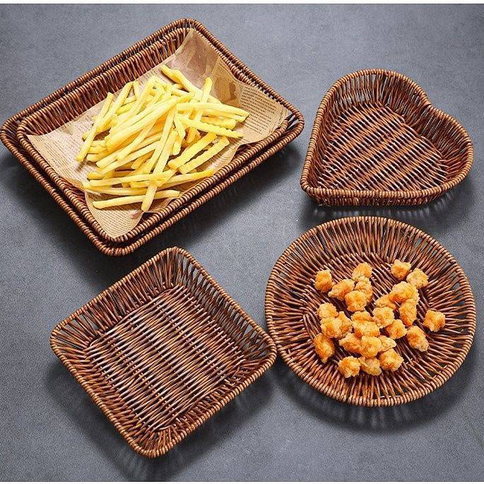 French Fries Snack Plate Rattan Household Snack Candy Dried Fruit Tray Plastic Woven Vegetable and F