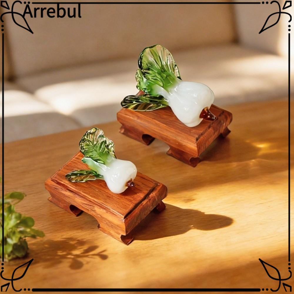 Trang trí bàn làm việc pha lê ARREBUL, Thiết kế thịnh vượng Bok Choy Shape Glass Bok Choy, Kính thổi