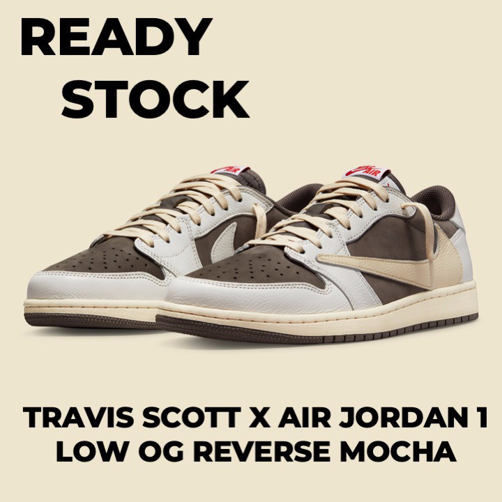 Giày Thể Thao Travis Scott x JD1 Low Reverse Mocha Màu Nâu Trắng Cổ Thấp Clever Man Store