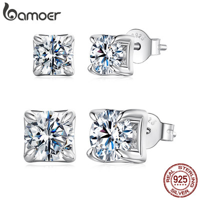 Bông tai bạc Bamoer 925 Moissanite Trang sức Quà tặng cho Nữ MSE134