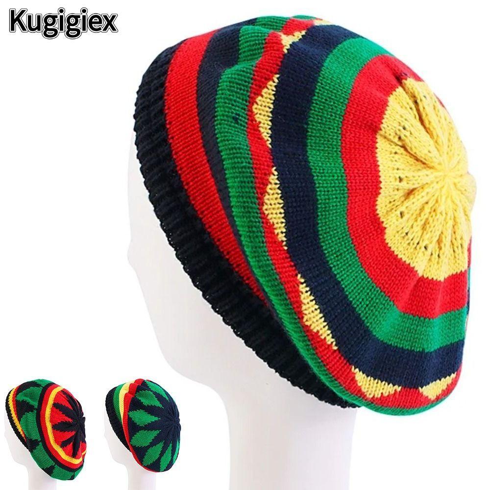 Mũ Beanie IKUGI Phong Cách Reggae Jamaican, Dệt Kim Từ Len Ấm Áp