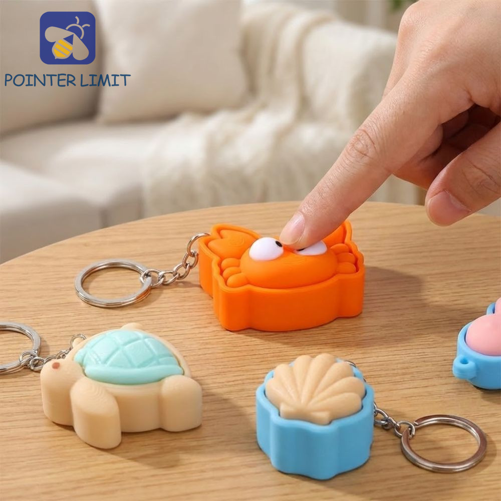 POINTER LIMIT Móc khóa in 3D, Cơ chế Clicker Mini Rùa Clicker Móc khóa, Vỏ ngộ nghĩnh Cua Nhựa Động 