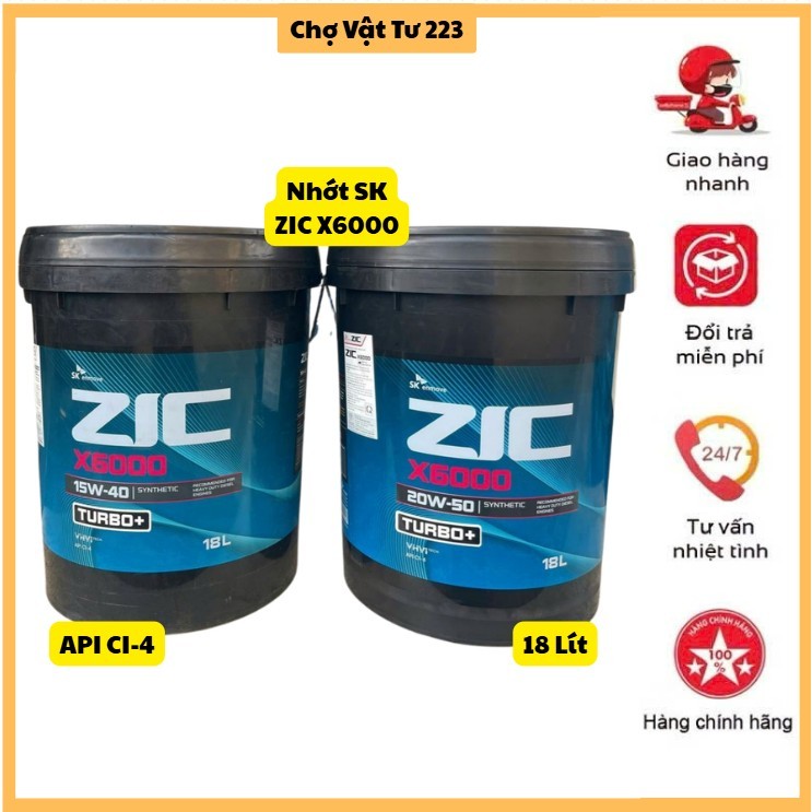 🎁Nhớt Tổng Hợp SK-ZIC-X6000 18L Dùng Cho Động Cơ Diesel Hạng Nặng