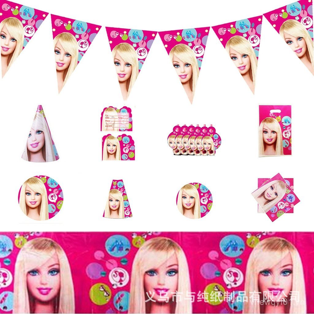 Khăn Trải Bàn Búp Bê Hoạt Hình Khăn Giấy Khay Đảng Trẻ Em Đảng Công Chúa Dùng Một Lần Trang Trí Bộ Đ