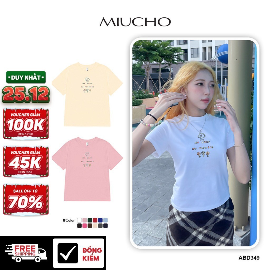 Áo baby tee ABD349 Miucho cổ tròn in graphic