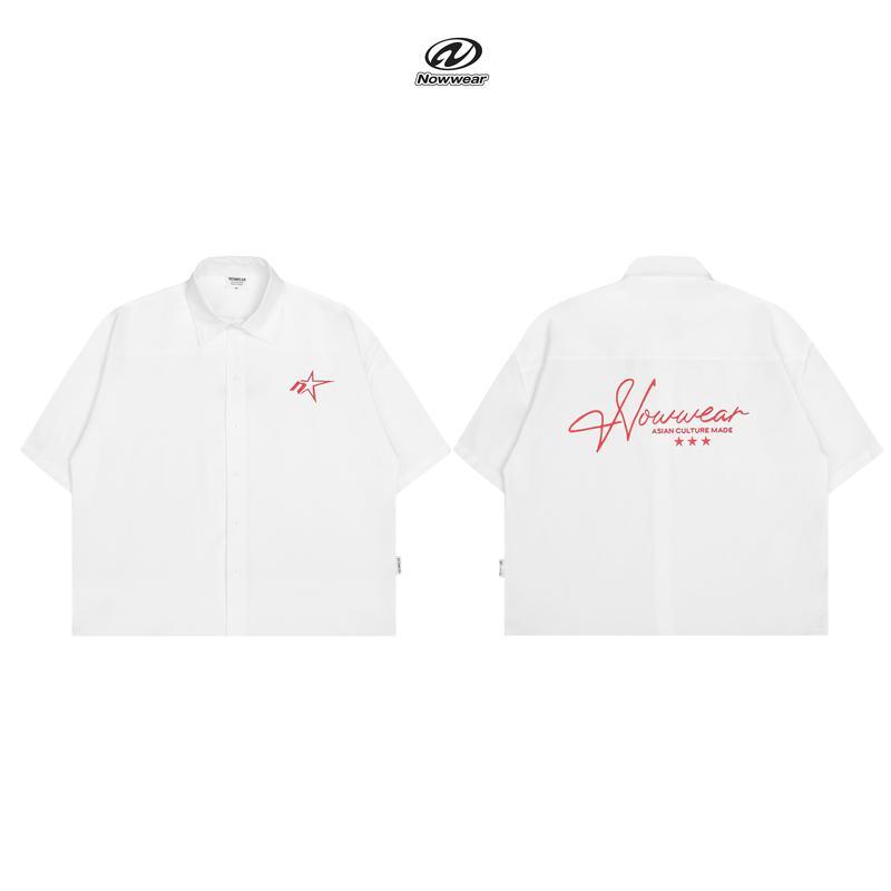 Premium Oxford Fabric Shirt with Embroidered Boxy Form Nowwear Unisex Boxy Form Local Brand - SM01