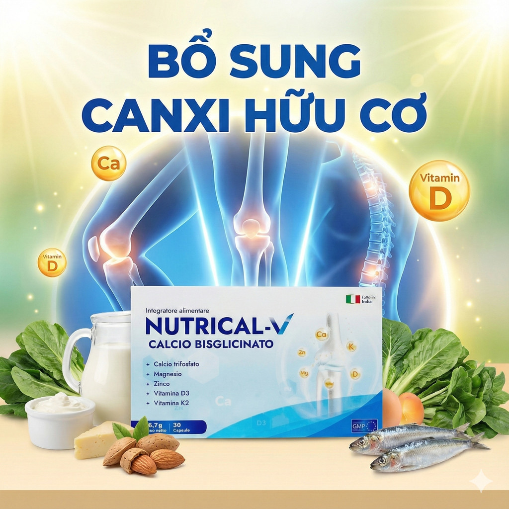 Nutrical V - Canxi Hữu Cơ D3 K2 Nhập Khẩu Ý – Bổ Sung Canxi Cho Bà Bầu & Sau Sinh, Canxi Hữu Cơ