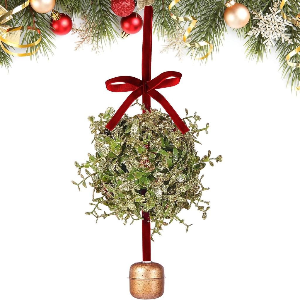 1 Chiếc 7 Inch Lrage Mistletoe Bóng Giáng Sinh Jingle Bell Trang Trí Mistletoe Lấp Lánh Hôn Bóng Với