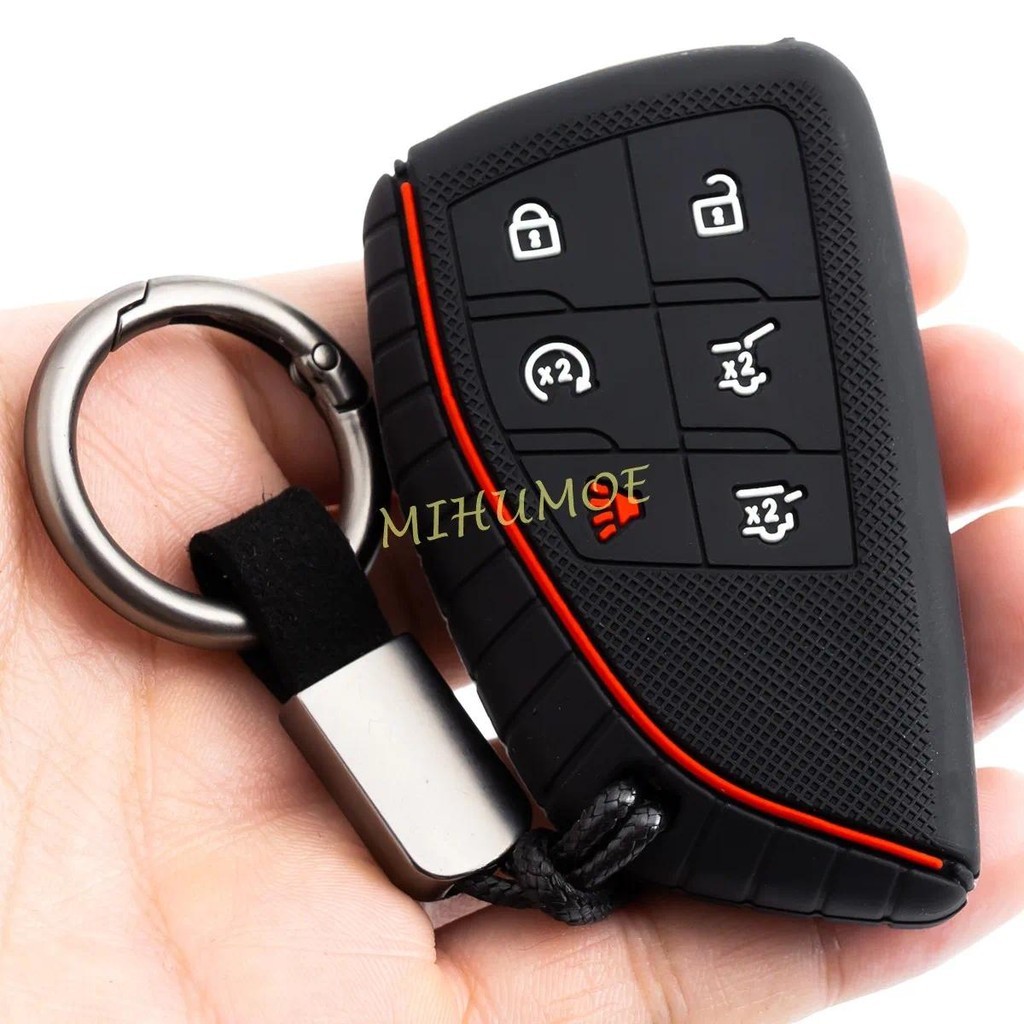 Dành Cho Xe Chevrolet Tahoe Suburban GMC Yukon Silicone 6 Nút Chìa Khóa Ô Tô Fob Vòng Dây Xích Vỏ Bả