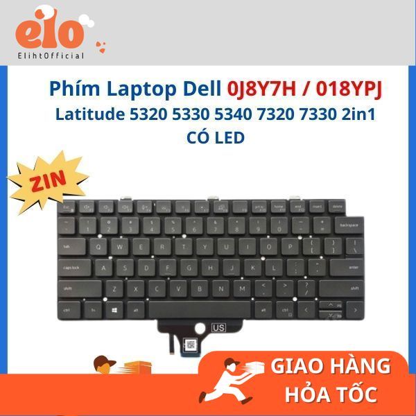 Phím ZIN Laptop Dell Latitude 5320 5330 5340 7320 7330 2in1 CÓ LED 0J8Y7H 018YPJ