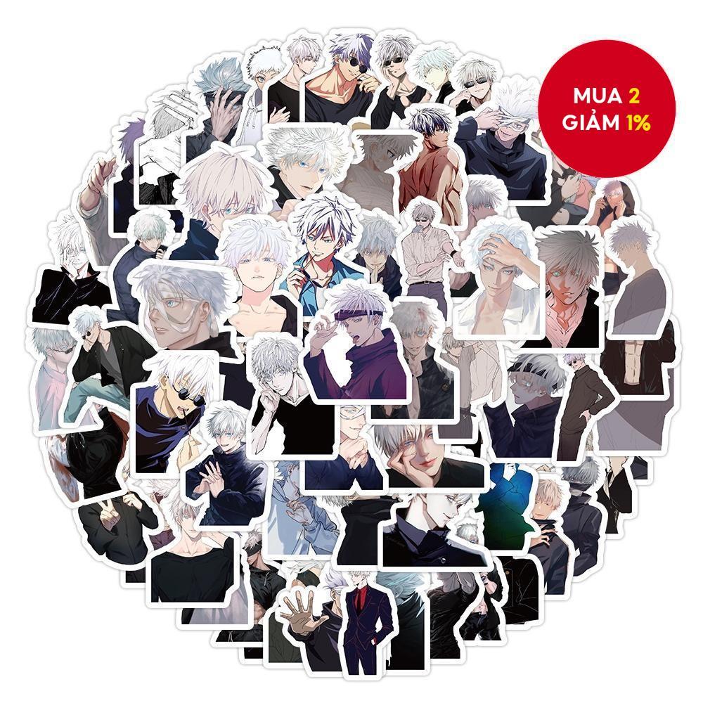 100 miếng sticker hoạt hình Jujutsu Kaisen Satoru Gojo mới cho mũ bảo hiểm, xe đạp, tay cầm, hộp bút