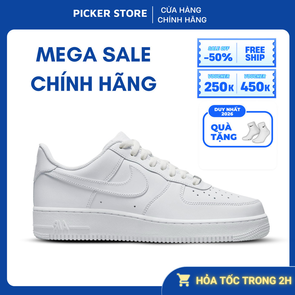 Giày Air Force 1 ’07 ‘White’ 315122-111,AF1 All White Fullbox PICKER SHOES