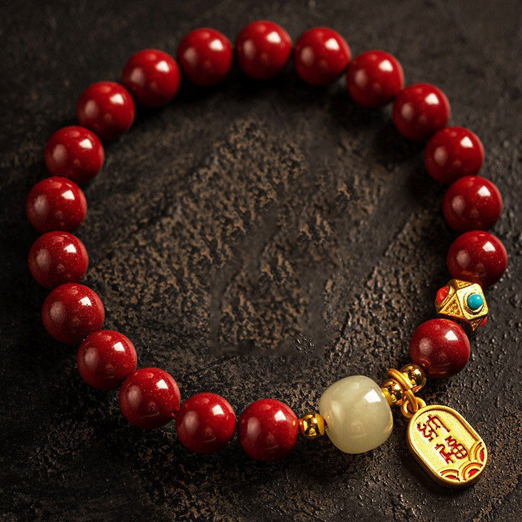 xinpin Imitation Cinnabar Lucky Bracelet for Women, Zodiac Year Bracelet, Genuine Fortune Beads, Imi
