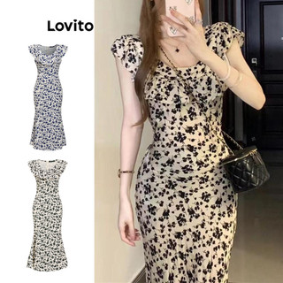 Lovito Đầm Thanh Lịch Họa Tiết Hoa Xếp Nếp Mùa Hè/xuân Cho Nữ Lne43345 (nhiều Màu)
