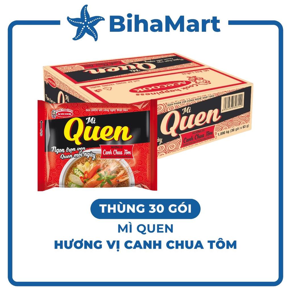 THÙNG 30 GÓI - ACECOOK - Mì Quen hương vị Canh chua tôm, Acecook mì quen Canh chua tôm Acecook mì Qu