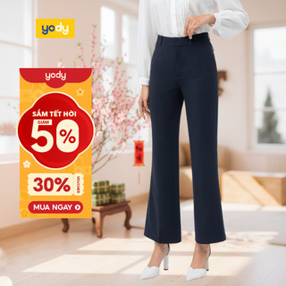  Quần tây quần âu nữ ống loe YODY basic vải mềm mại thoáng và bền chắc QAN6014 WCTR25S036 