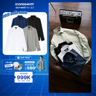  Áo Sơ Mi Tay Dài Nam ICONDENIM Cổ Đức Co Dãn Nhẹ Form Slim SMID0255 