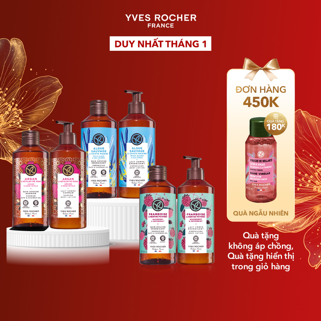  Combo Sữa tắm và Sữa dưỡng thể thiên nhiên Yves Rocher 400mlx390ml  nhiều mùi  