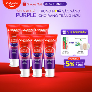  Bộ 6 Kem Đánh Răng Colgate trắng răng Optic White Purple 100g công nghệ sắc tím trung hòa ố vàng tức thì 