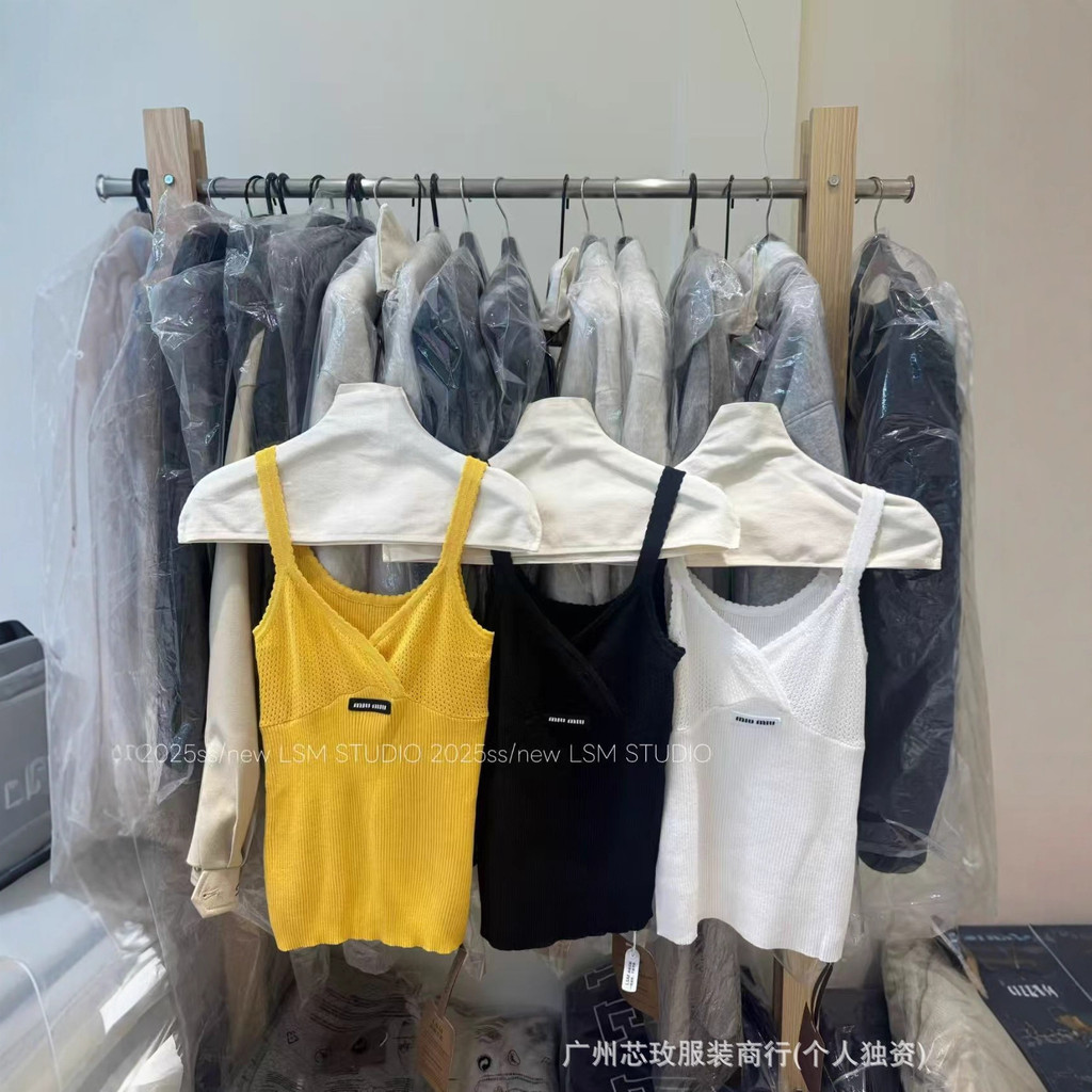 RTGO MIU MIU New Korean Style Hot Girl Design Letter Vest Base Versatile Fashion Cross Vest