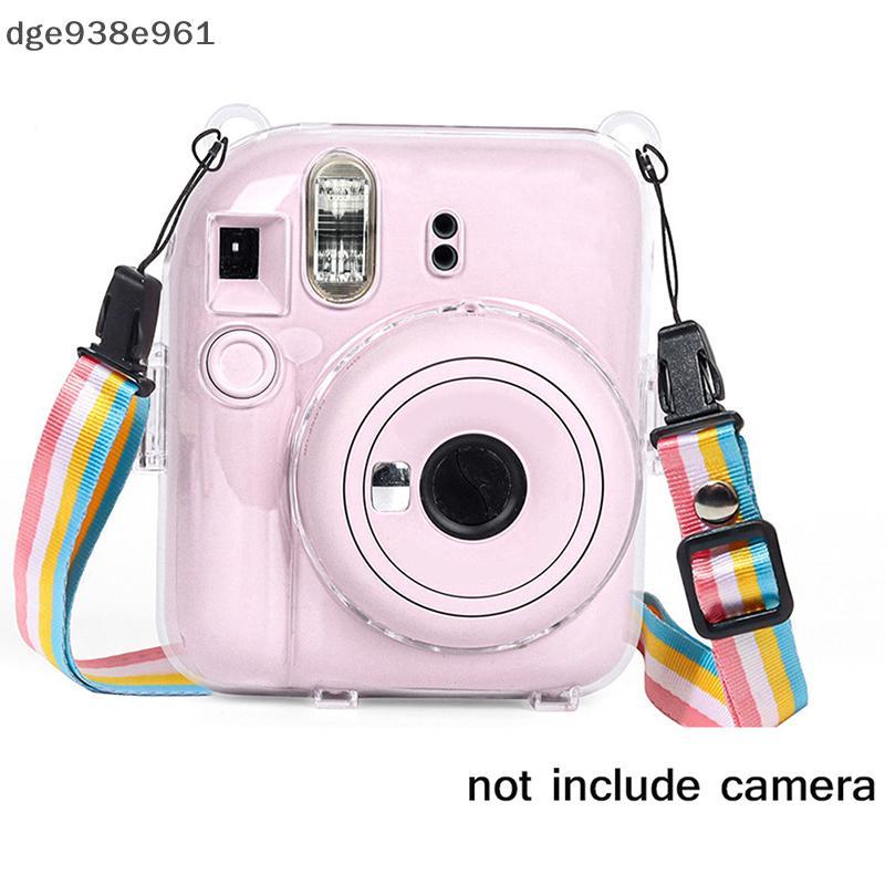 Ốp lưng máy ảnh pha lê sáng bóng 1PC cho Instax mini 12 trong suốt lấp lánh có dây đeo cho Instax Mi