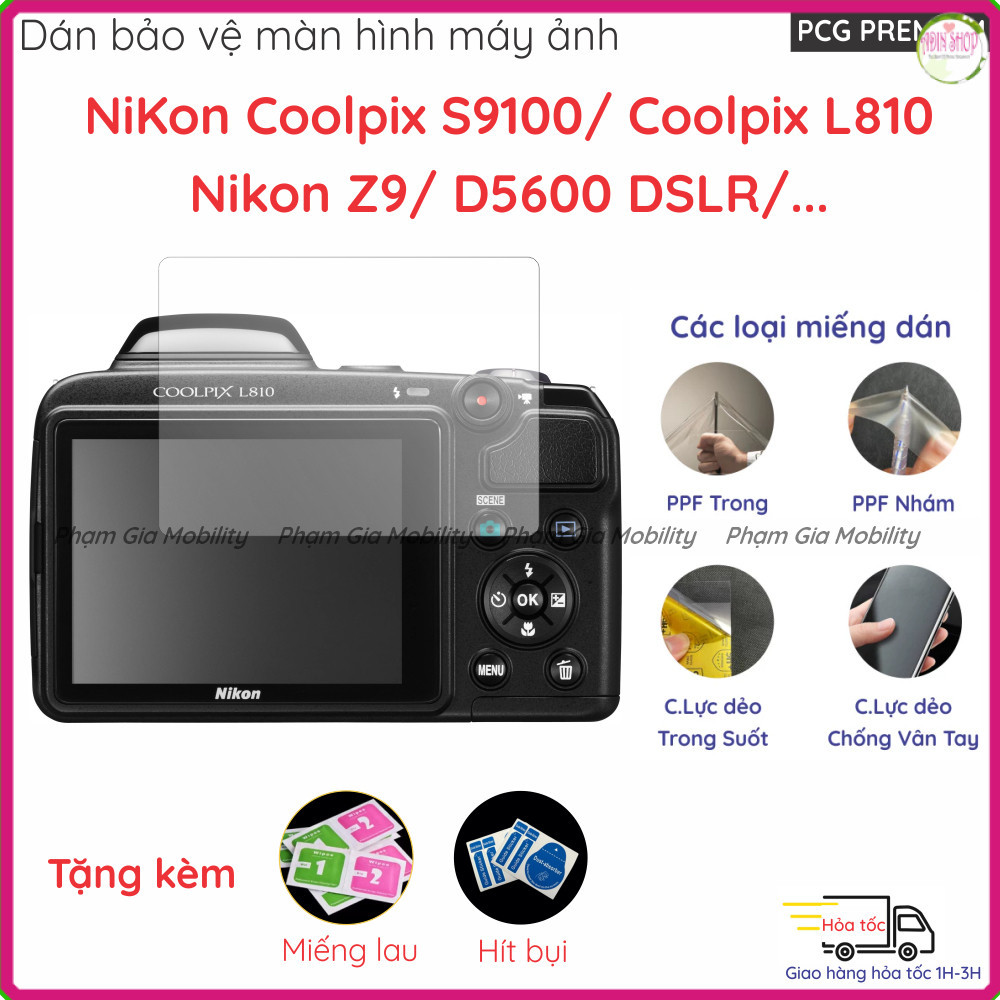 [2pcs] Dán cường lực máy ảnh NiKon Coolpix S9100/ Coolpix L810/ Nikon Z9/ D5600 DSLR/... Nano chống 