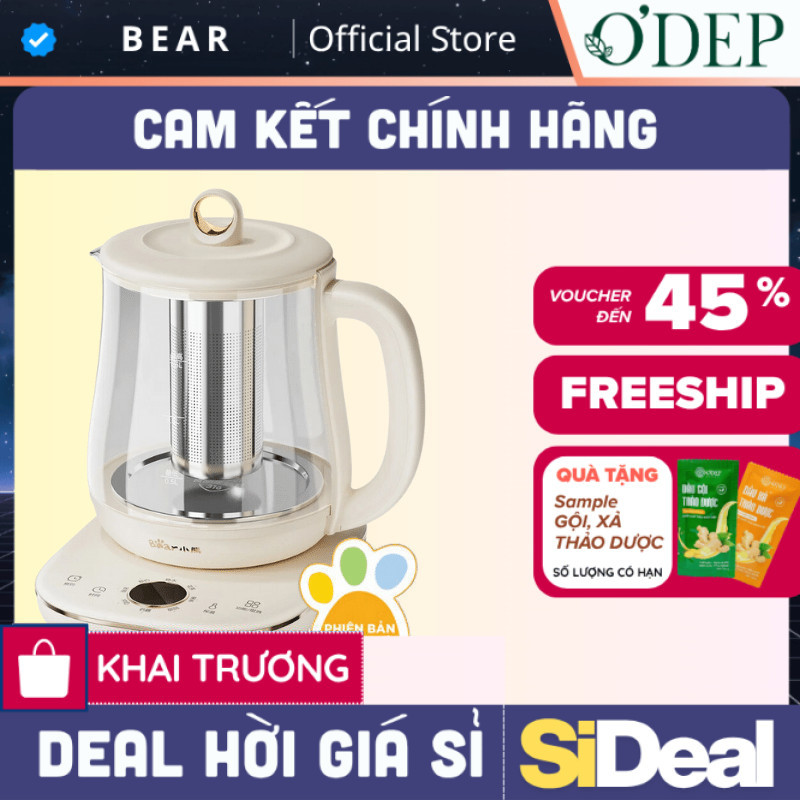 Ấm Đun Pha Trà 1.5L Siêu Tốc Bear YSH-E15M1 - Hàng Chính Hãng - SIDEAL SIL