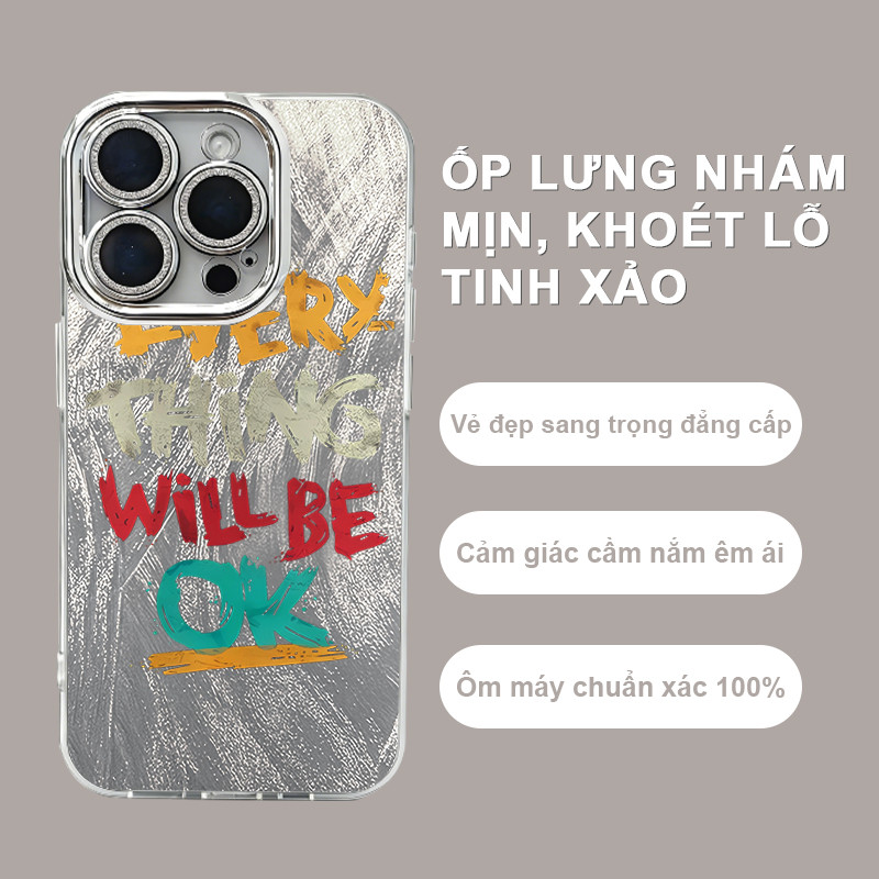 Ốp Lưng iPhone Everything Will Be OK Chữ Nghệ Thuật Màu Sắc Cảm Hứng  iP 11/12/13/14/15/16/17/Plus/P