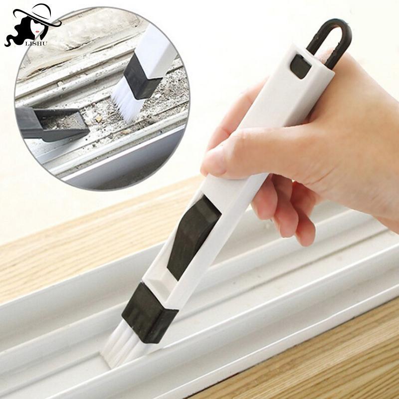 LISHU 2IN1 Cửa Sổ Tras Groove Clean Brush Dustpan Crevice Bàn Phím Bàn Chải th