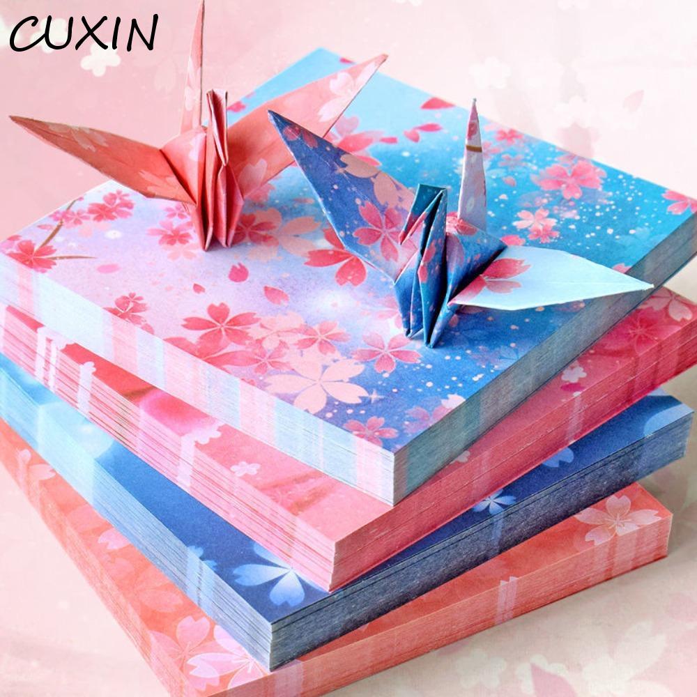 CUXIN 400 Chiếc Giấy Gấp Nhiều Màu Sắc, Chất Liệu Nghệ Thuật Gấp Bầu Trời Đầy Sao Giấy Origami, Thêu