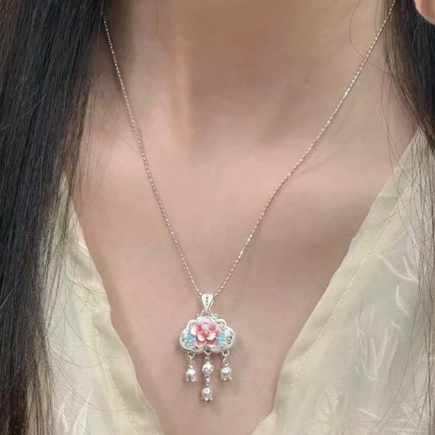 Chuông hoa say mê, necklaces cho nữ với style dân tộc wealthy, elegant glow pendant và design độc đá