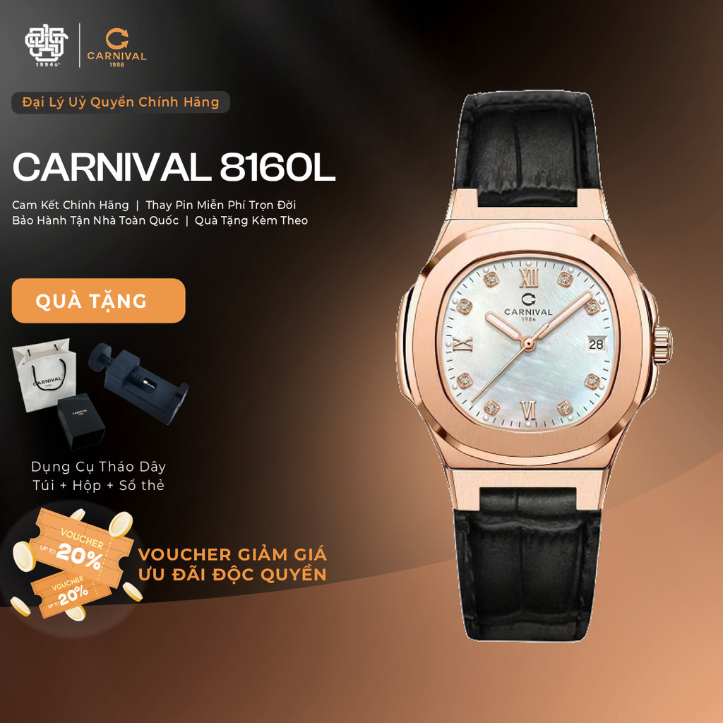 Đồng Hồ Nữ Carnival 8160L-VH-DD-TK Mặt Xà Cừ Trắng, Kính Sapphire Hàng Chính Hãng 1994s WATCH